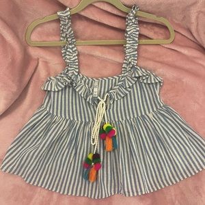 Zara Top w/ Pom Poms